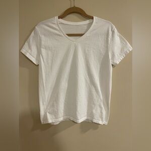 White v-neck t-shirt​​​​​​​